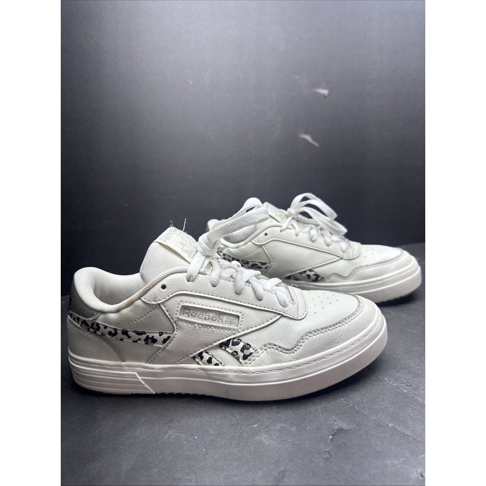 Reebok Classic White Leopard Print Sneakers Low Top Lace Up‎ Shoes Womens Size 8